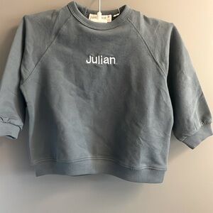 NWT, Zara, 12-18mos, personalized sweatshirt,”Julian”, super soft